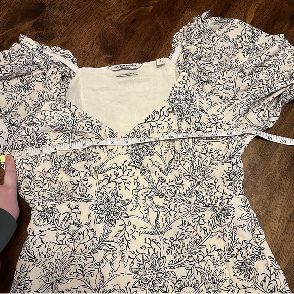 Scotch & Soda Easy Floral Maxi Midi Dress S Boho Coquette Flowy Slit Puff Sleeve - Picture 7 of 16
